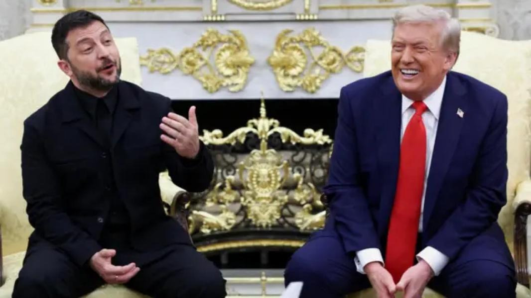 Володимир Зеленський і Дональд Трамп під час брифінгу в Овальному кабінеті 18 серпня 2025 