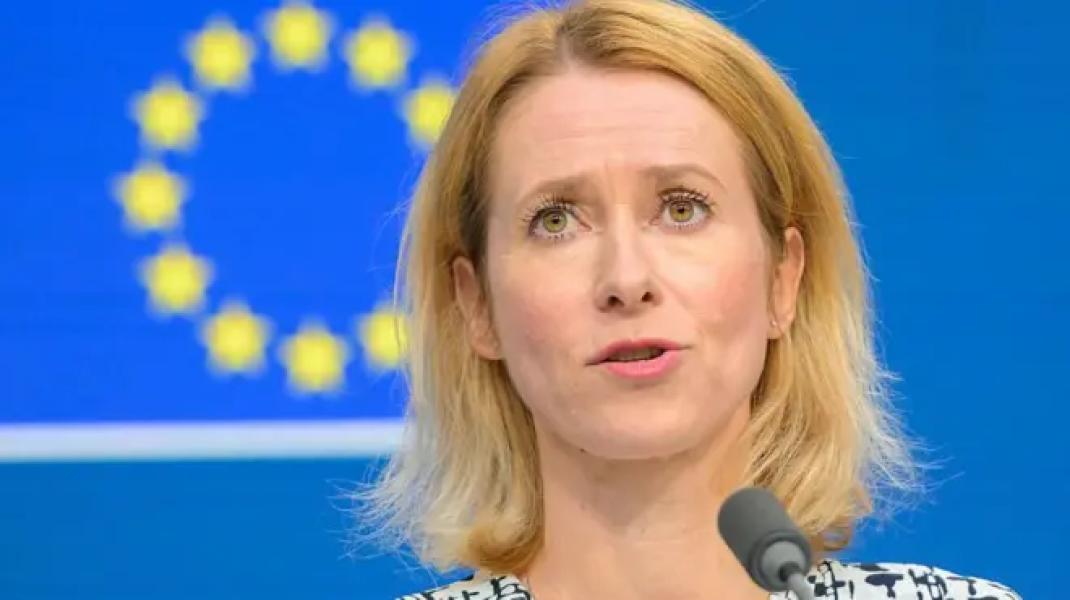 EU Commission Vice-President and High Representative for Foreign Affairs and Security Policy Kaja Kallas gives a press conference prior to the EU Foreign Affairs meeting.
