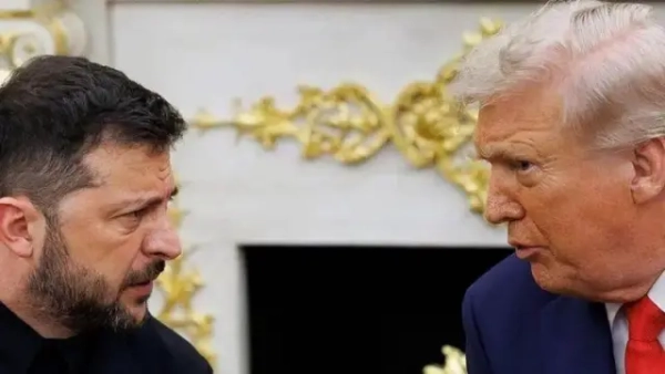 Зеленський та Трамп під час переговорів у Вашингтоні 18 серпня 2025 року