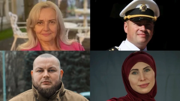 На фото – загиблі внаслідок замахів мовознавиця Ірина Фаріон, розвідник Максим Шаповал, громадський активіст Дем&#x27;ян Ганул та пресофіцерка добровольчого батальйону імені Джохара Дудаєва Аміна Окуєва