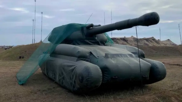 An inflatable tank in Ukraine
