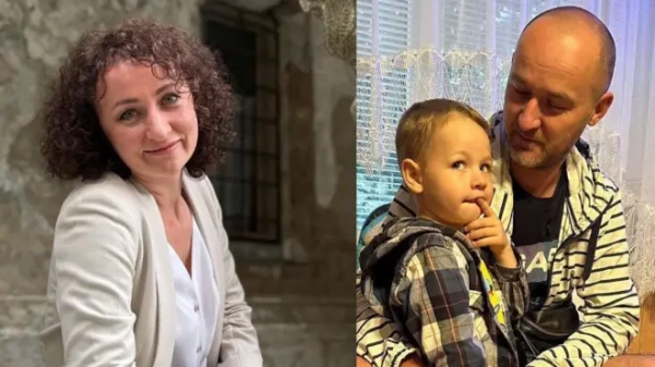 Колаж із жертв російського удару - чоловік із сином справа, і жінка зліва