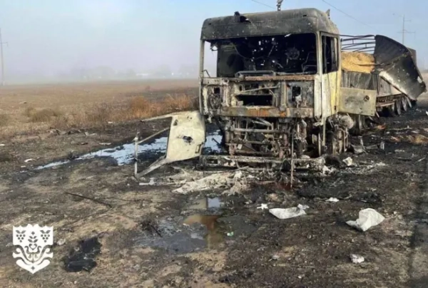 Спалене авто у полі