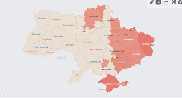 Повітряну тривогу оголосили в Києві та кількох областях: яка небезпека 2 Карта тривог