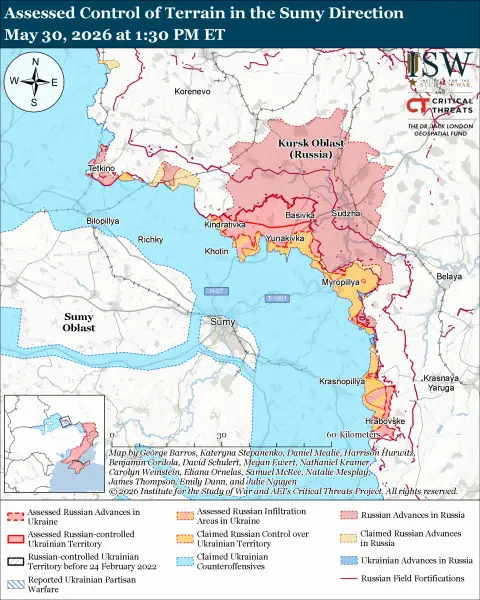 Російські війська намагаються проникнути в кілька міст на сході України: огляд та карти лінії фронту від ISW 21 Російські війська намагаються проникнути в кілька міст на сході України: огляд та карти лінії фронту від ISW 21