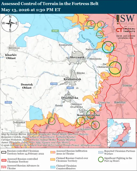 Російські війська здійснюють наступальні дії, українські сили проводять контратаки: звіт та актуалізовані карти від ISW 22