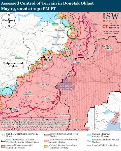 Російські війська здійснюють наступальні дії, українські сили проводять контратаки: звіт та актуалізовані карти від ISW 21