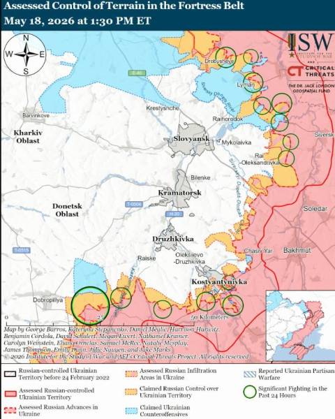Російські досягнення обмежені, ЗСУ проводять контрнаступальні дії: аналіз ISW від 19 травня 11 Російські досягнення обмежені, ЗСУ проводять контрнаступальні дії: аналіз ISW від 19 травня 11