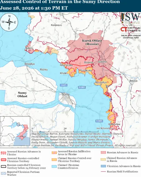 Ворог наступає на двох напрямках, ЗСУ утримують позиції в центрі Костянтинівки: звіт від ISW 16