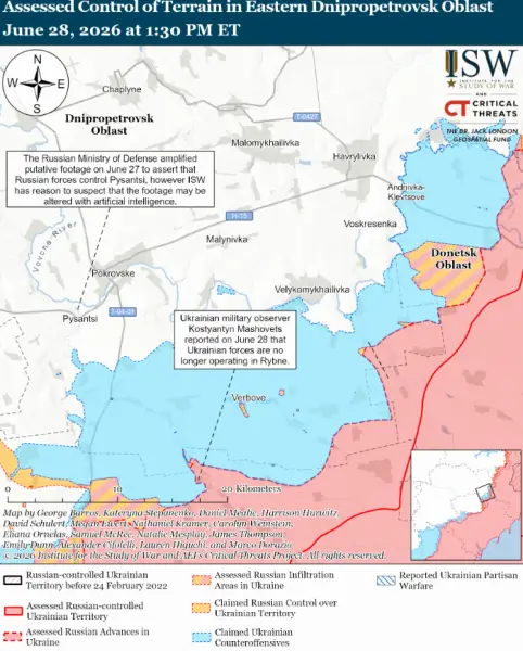 Ворог наступає на двох напрямках, ЗСУ утримують позиції в центрі Костянтинівки: звіт від ISW 22