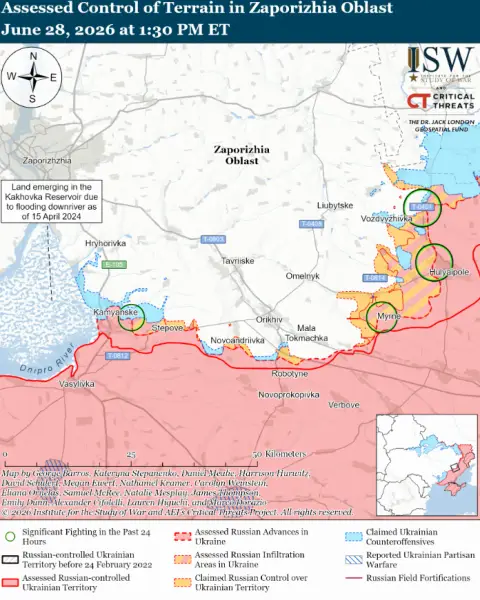 Ворог наступає на двох напрямках, ЗСУ утримують позиції в центрі Костянтинівки: звіт від ISW 24