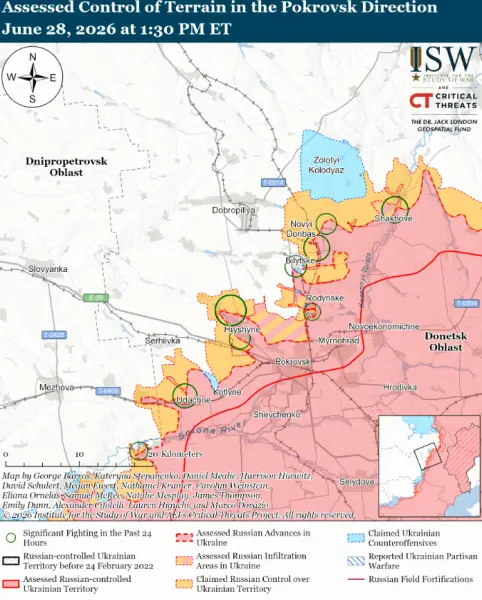 Ворог наступає на двох напрямках, ЗСУ утримують позиції в центрі Костянтинівки: звіт від ISW 21