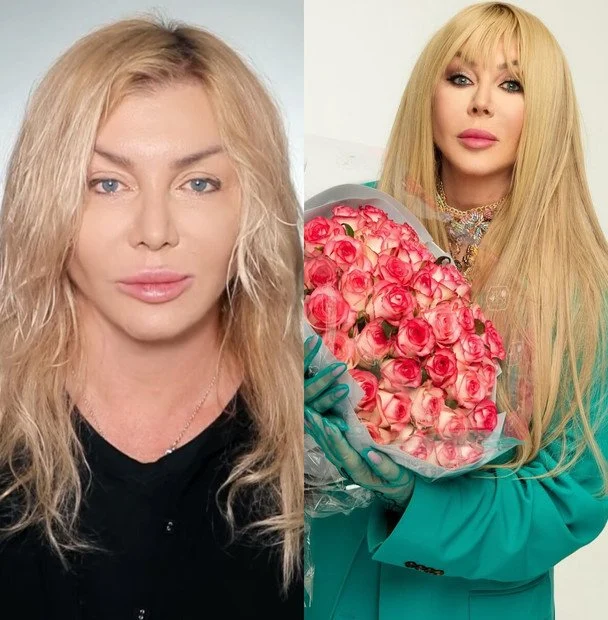 Ірина Білик без та з макіяжем