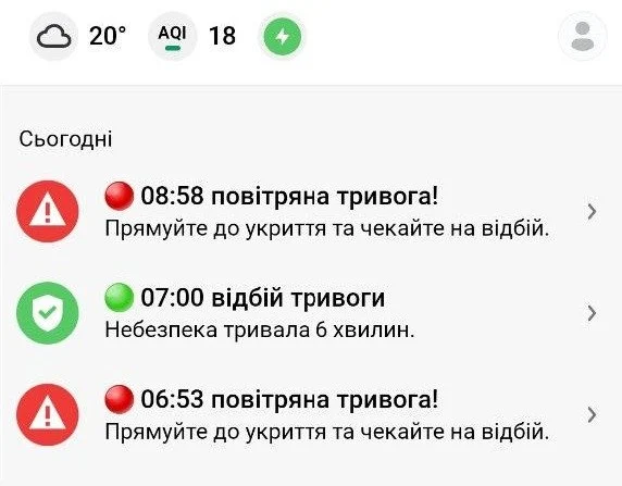 Друга повітряна тривога за ранок / © скриншот