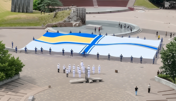 Найбільший стяг ВМС розгорнули в столиці на честь Дня Військово-морських сил 7