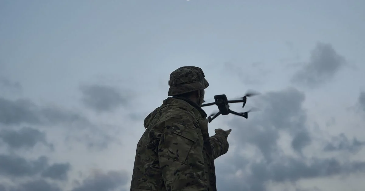 Ukrainian soldier with a drone