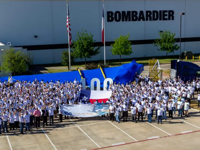 Bombardier's 100th wing celebration in Texas.