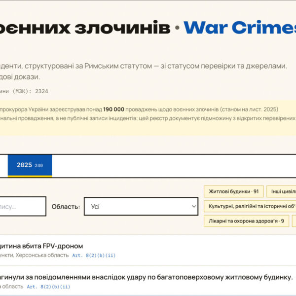 Варта України”: реєстр документує воєнні злочини та хід війни