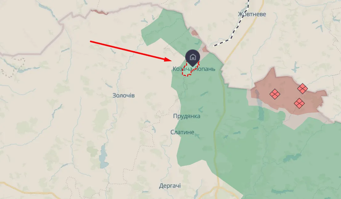 Путін заявив про захоплення Козачої Лопані: ЗСУ спростовують</h2> 4 Карта Козачої Лопані